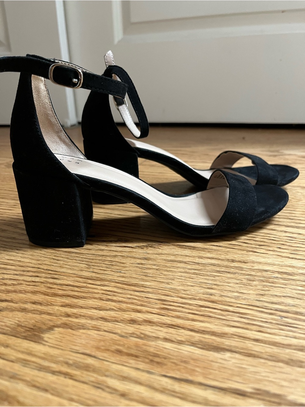 Black Ankle-Strap Block Heel Sandals